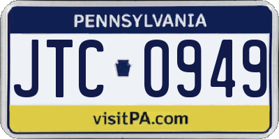 PA license plate JTC0949