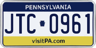 PA license plate JTC0961