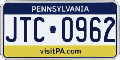 PA license plate JTC0962