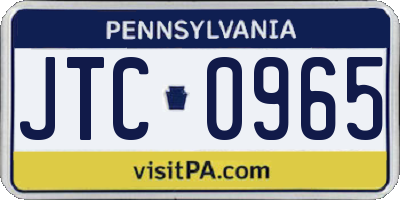 PA license plate JTC0965