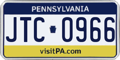 PA license plate JTC0966