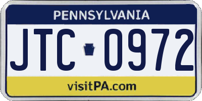 PA license plate JTC0972