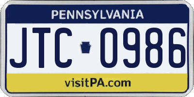 PA license plate JTC0986
