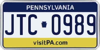 PA license plate JTC0989