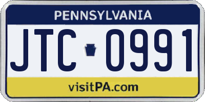 PA license plate JTC0991