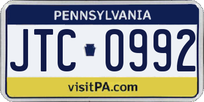 PA license plate JTC0992