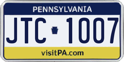 PA license plate JTC1007