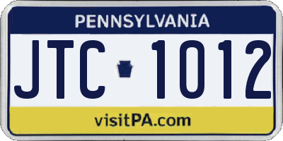 PA license plate JTC1012