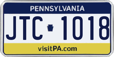 PA license plate JTC1018
