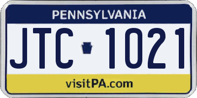 PA license plate JTC1021