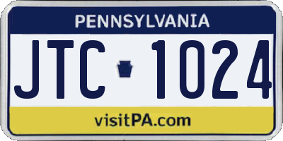 PA license plate JTC1024