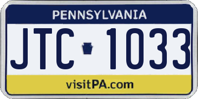 PA license plate JTC1033