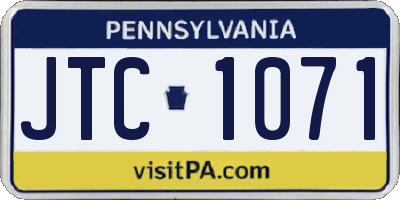 PA license plate JTC1071