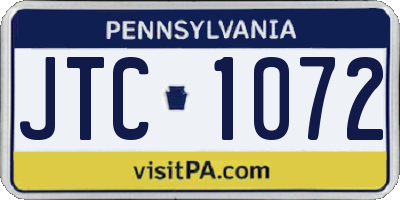 PA license plate JTC1072