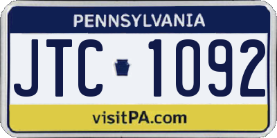PA license plate JTC1092