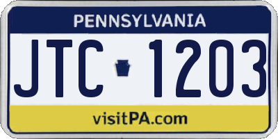PA license plate JTC1203