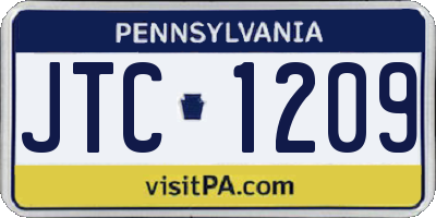 PA license plate JTC1209
