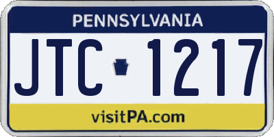 PA license plate JTC1217