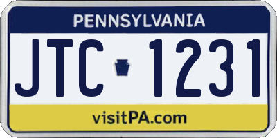 PA license plate JTC1231
