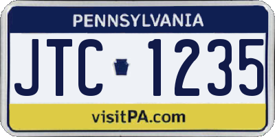 PA license plate JTC1235
