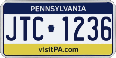 PA license plate JTC1236