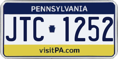 PA license plate JTC1252