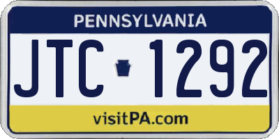 PA license plate JTC1292