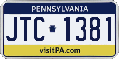 PA license plate JTC1381