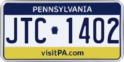 PA license plate JTC1402