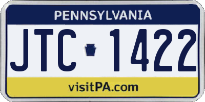 PA license plate JTC1422