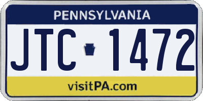 PA license plate JTC1472