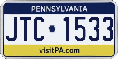 PA license plate JTC1533