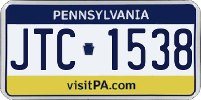 PA license plate JTC1538