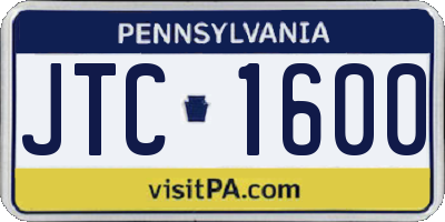 PA license plate JTC1600