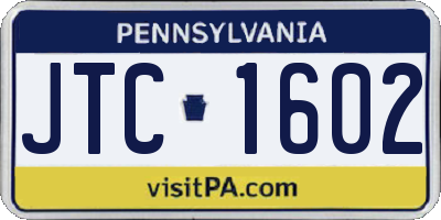 PA license plate JTC1602