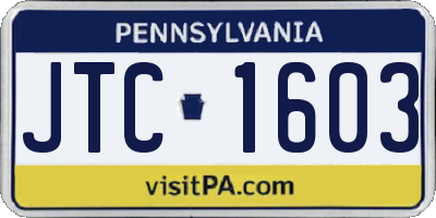 PA license plate JTC1603