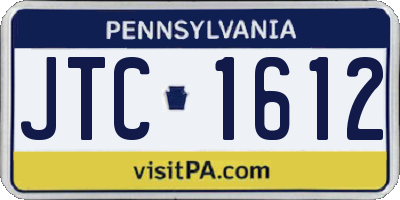 PA license plate JTC1612