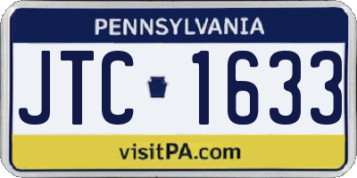 PA license plate JTC1633