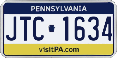 PA license plate JTC1634