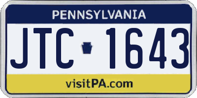 PA license plate JTC1643