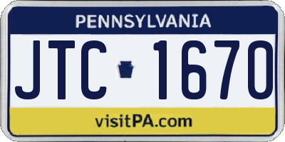 PA license plate JTC1670