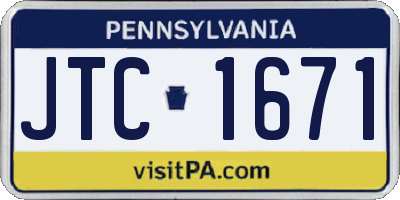 PA license plate JTC1671