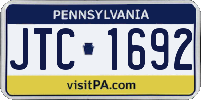 PA license plate JTC1692