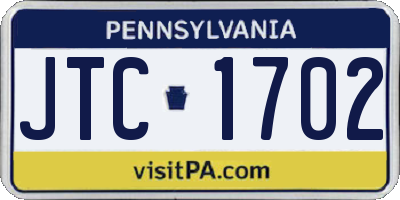 PA license plate JTC1702