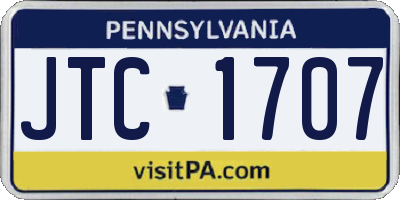 PA license plate JTC1707