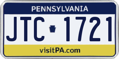 PA license plate JTC1721