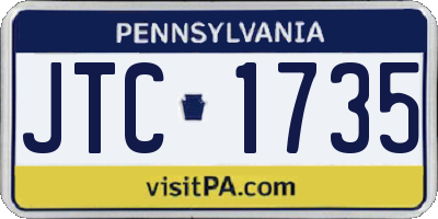 PA license plate JTC1735