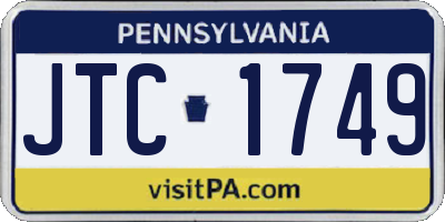 PA license plate JTC1749