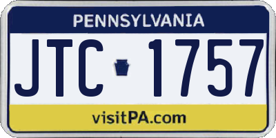 PA license plate JTC1757