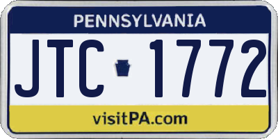 PA license plate JTC1772